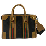 *Gucci Bauletto Medium GG Canvas Leather Trim Dual Top Handle Duffle Crossbody Bag