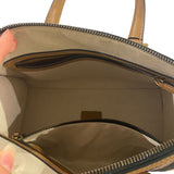 *Gucci Bauletto Medium GG Canvas Leather Trim Dual Top Handle Duffle Crossbody Bag
