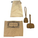 *Gucci Bauletto Medium GG Canvas Leather Trim Dual Top Handle Duffle Crossbody Bag