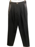 *Anine Bing Eleanor Wool Blend Pleated Slim-Leg Leather Trim Trouser Pants, Size FR 36=US 4