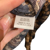 *Misa Los Angeles Siena Cotton Blend Floral Long Sleeve Split Tie Neck Ruffle Trim Blouse Top, Size XS