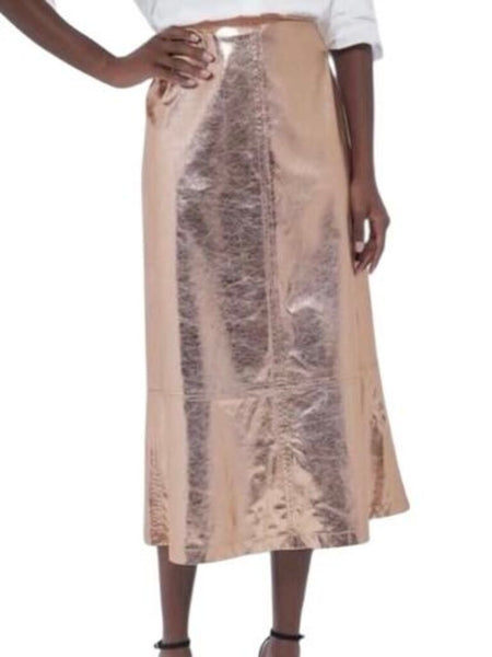 *Tuckernuck x India Hicks London Metallic A-Line Midi Skirt, Size 0