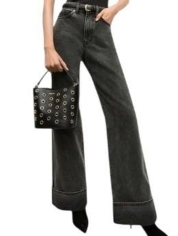 *Veronica Beard Taylor High-Rise Wide-Leg Cuffed Jeans, Size 29 (8)
