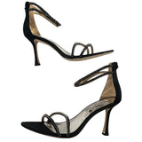 *NIB Badgley Mischka Logan Rhinestone Straps Double Ankle Straps Stiletto Heel Sandals, Size 9.5