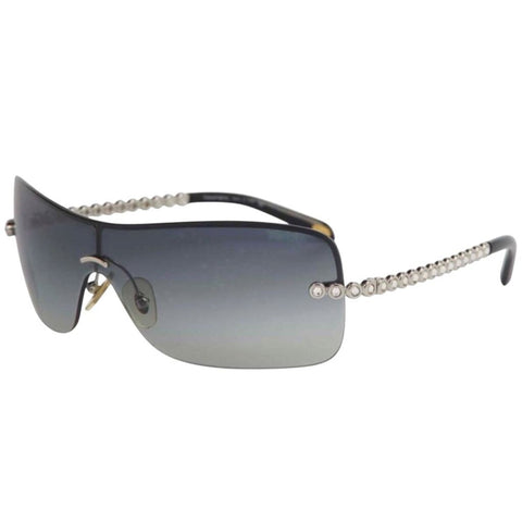 *Tiffany & Co TF3008-B Rhinestone Silver Bead Frameless Gradient Lens Shield Sunglasses w/Case