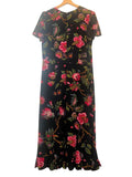*Rhode Lulani Crepe de Chine Floral Flutter Sleeve Round Neck Flounce Hem Midi Dress, Size 12