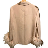 *Zara Twill Feather Cuffs Shawl Collar Single Button Long Blazer Jacket, Size M