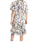 *Munthe Humming Cascade Ruffle Floral Flutter Sleeve Split Neck Faux Wrap Mini Dress, Size EU38=6