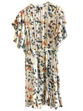*Munthe Humming Cascade Ruffle Floral Flutter Sleeve Split Neck Faux Wrap Mini Dress, Size EU38=6