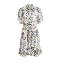 *Munthe Humming Cascade Ruffle Floral Flutter Sleeve Split Neck Faux Wrap Mini Dress, Size EU38=6