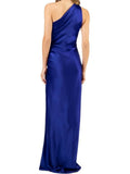 *NWT Michelle Mason Twist Knot Silk Asymmetric One Shoulder Draped Wrap Midi Dress, Size 2