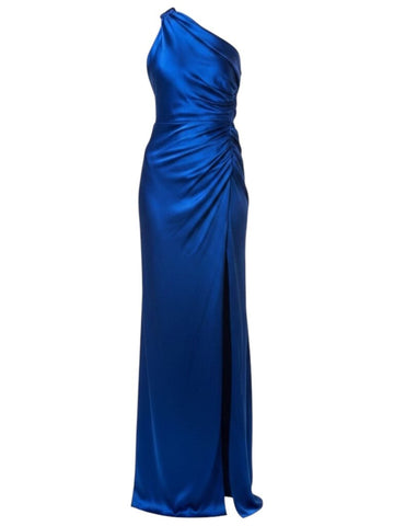 *NWT Michelle Mason Twist Knot Silk Asymmetric One Shoulder Draped Wrap Midi Dress, Size 2