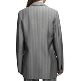 *Babaton Lara Herringbone Stripe Single Breasted Two Button Long Blazer Jacket, Size XS