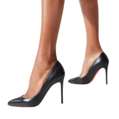 *Christian Louboutin Pigalle Follies Patent Leather Pointed Toe Stiletto Pumps w/box, Size 37