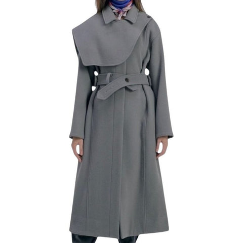 *Wnderkammer Wool Blend Removable Cape Belted Long Coat, Size S