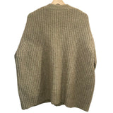 *Jenni Kayne Cocoon Alpaca Blend Chunky Rib Knit Button-Up V-Neck Oversized Cardigan Sweater, Size S