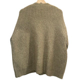 *Jenni Kayne Cocoon Alpaca Blend Chunky Rib Knit Button-Up V-Neck Oversized Cardigan Sweater, Size S