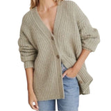 *Jenni Kayne Cocoon Alpaca Blend Chunky Rib Knit Button-Up V-Neck Oversized Cardigan Sweater, Size S