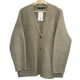 *Jenni Kayne Cocoon Alpaca Blend Chunky Rib Knit Button-Up V-Neck Oversized Cardigan Sweater, Size S