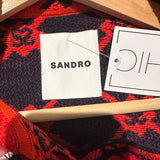 *Sandro Paris Double S Logo Jacquard Cotton Blend Button-Up Collared Short Jacket, Size S1=US 4