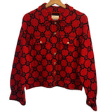 *Sandro Paris Double S Logo Jacquard Cotton Blend Button-Up Collared Short Jacket, Size S1=US 4
