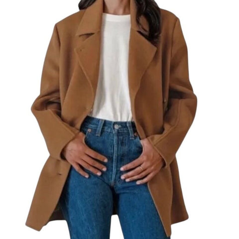 *Jenni Kayne Cashmere Blend Double Breasted Notch Lapel Hip-Length Peacoat Coat Jacket, Size S