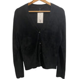*Theory Velvet Knit Long Sleeve V-Neck Button Up Cardigan Top, Size M