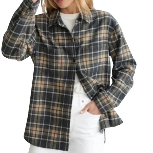 *Jenni Kayne O'Keefe Plaid Shacket Wool Blend Collared Button-Up Overshirt Jacket, Size S