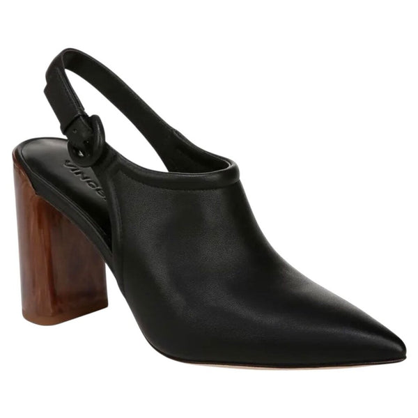 *VINCE. Pyra Leather Pointed Toe Slingback Faux Bois Heel Pump, Size 8.5