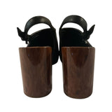 *VINCE. Pyra Leather Pointed Toe Slingback Faux Bois Heel Pump, Size 8.5