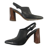 *VINCE. Pyra Leather Pointed Toe Slingback Faux Bois Heel Pump, Size 8.5