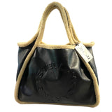*Stella McCartney Faux Leather Faux Shearling Trim Large Logo Tote Bag w/Pouch