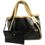 *Stella McCartney Faux Leather Faux Shearling Trim Large Logo Tote Bag w/Pouch