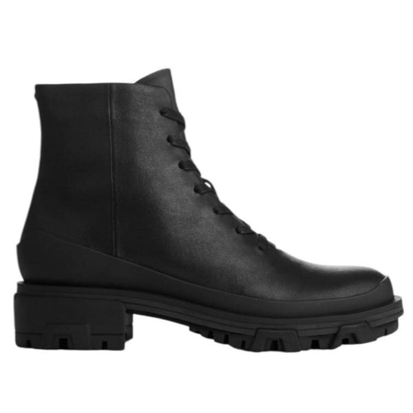 *Rag & Bone Shiloh Leather & Elastic Lace-Up 1.5" Heel Rubber Lug Sole Combat Boots, Size 39.5