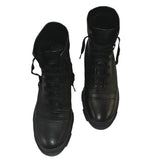 *Rag & Bone Shiloh Leather & Elastic Lace-Up 1.5" Heel Rubber Lug Sole Combat Boots, Size 39.5
