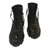 *Rag & Bone Shiloh Leather & Elastic Lace-Up 1.5" Heel Rubber Lug Sole Combat Boots, Size 39.5