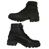 *Rag & Bone Shiloh Leather & Elastic Lace-Up 1.5" Heel Rubber Lug Sole Combat Boots, Size 39.5