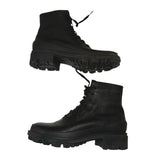 *Rag & Bone Shiloh Leather & Elastic Lace-Up 1.5" Heel Rubber Lug Sole Combat Boots, Size 39.5