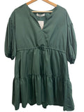 *Amanda Uprichard Newbury Elbow Sleeve Split Neck Tiered Mini Dress, Size S