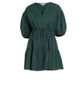 *Amanda Uprichard Newbury Elbow Sleeve Split Neck Tiered Mini Dress, Size S