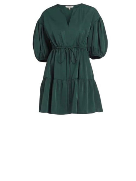 *Amanda Uprichard Newbury Elbow Sleeve Split Neck Tiered Mini Dress, Size S