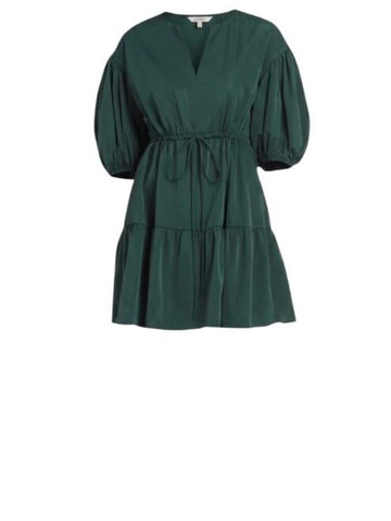 *Amanda Uprichard Newbury Elbow Sleeve Split Neck Tiered Mini Dress, Size S