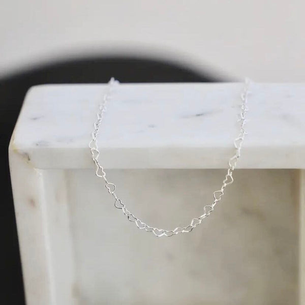 Katie Waltman Sterling Silver Heart Links Chain 17" Necklace