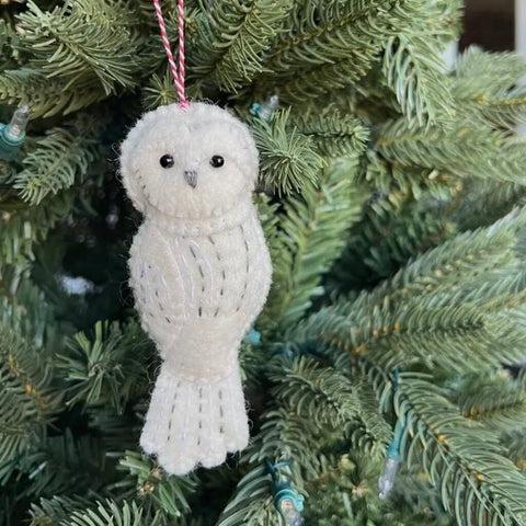 Ornaments for Orphans Snowy Owl Felt Wool Ornament