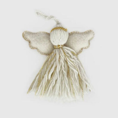 Ornaments for Orphans Angel Tassel Felt Wool Ornament