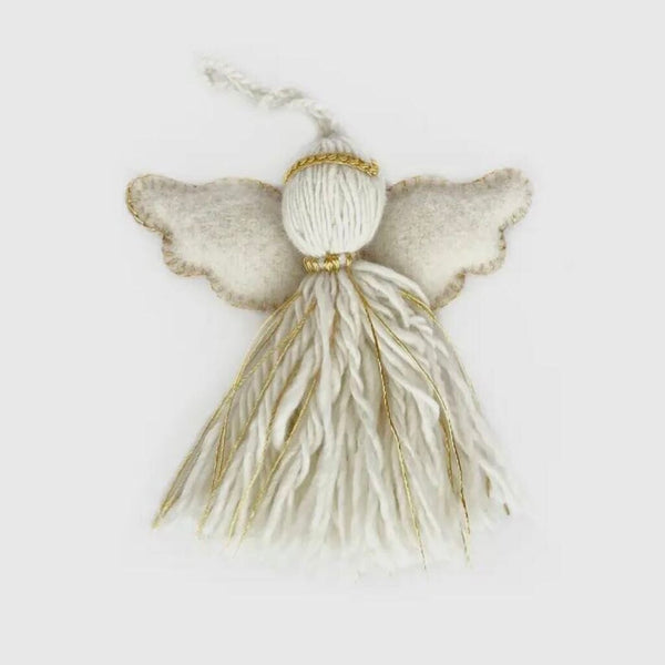 Ornaments for Orphans Angel Tassel Felt Wool Ornament