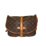 *Louis Vuitton VINTAGE Saumur 30 Monogram Coated Canvas Leather Trim Saddle Messenger Crossbody Bag