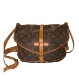 *Louis Vuitton VINTAGE Saumur 30 Monogram Coated Canvas Leather Trim Saddle Messenger Crossbody Bag