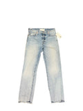 Mother The Scrapper High-Rise Straight Leg Button Fly Distressed Hem Ankle Jeans, Size 26 (2)