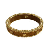 *Capucine de Wulf Berry Teak & 18K Gold Plate Small Hinged Bangle Bracelet w/Pouch
